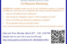 MRS@Duke: CV/Resume workshop